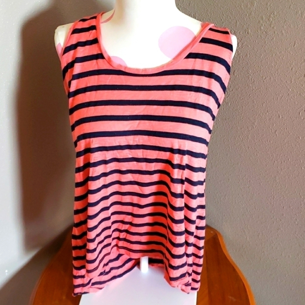 Splendid Flowy Nautical striped high low tank top Resortwear Lagenlook Beach